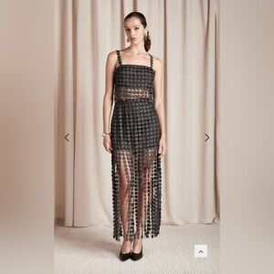 New With Tags Saylor Elie Black Metallic Fringe Skirt and Top Set